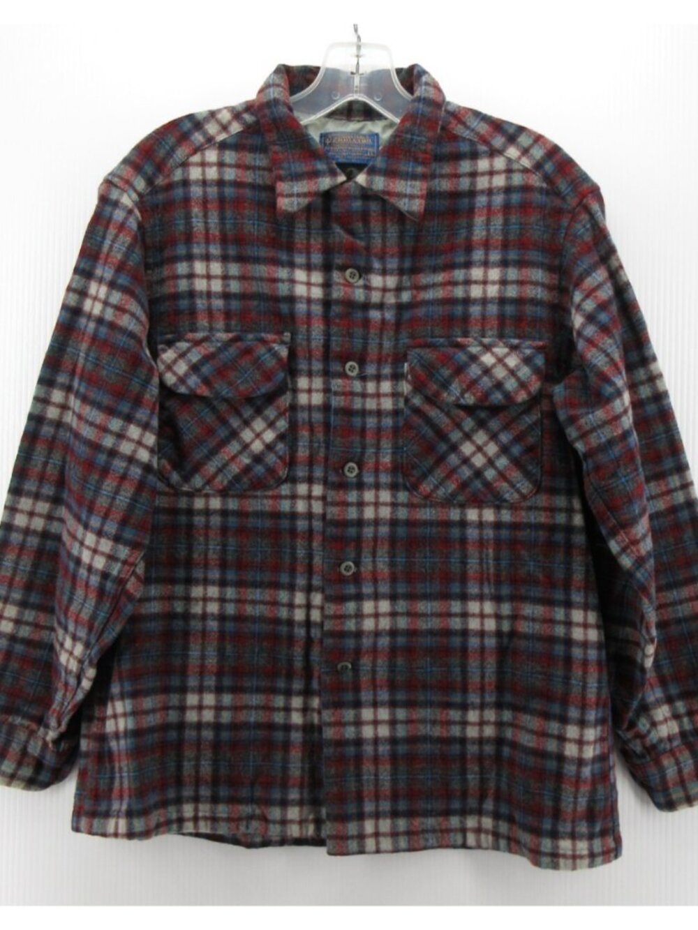 Vintage Pendleton Board Shirt Large Virgin Wool 70s Loop Collar Plaid